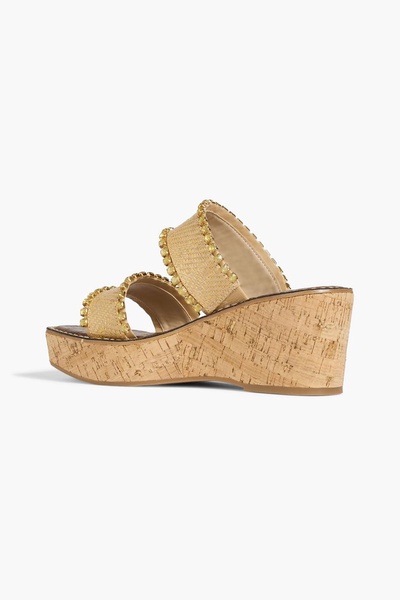 Angelina embellished woven wedge sandals