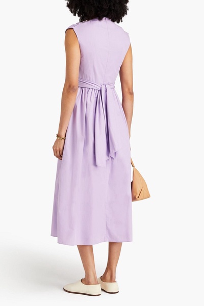 Carine twist-front cutout cotton-poplin midi dress