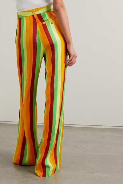 Striped twill wide-leg pants