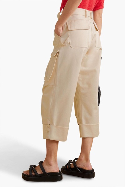 Belted cropped cotton-twill straight-leg cargo pants