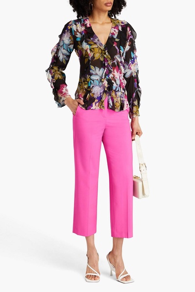 Amira ruffled floral-print silk-chiffon blouse