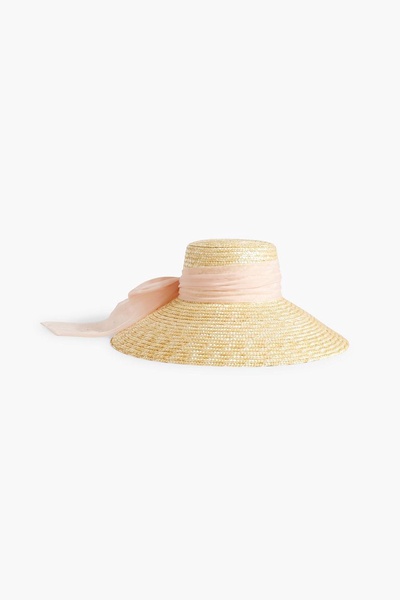 Mirabel embellished chiffon-trimmed straw sunhat