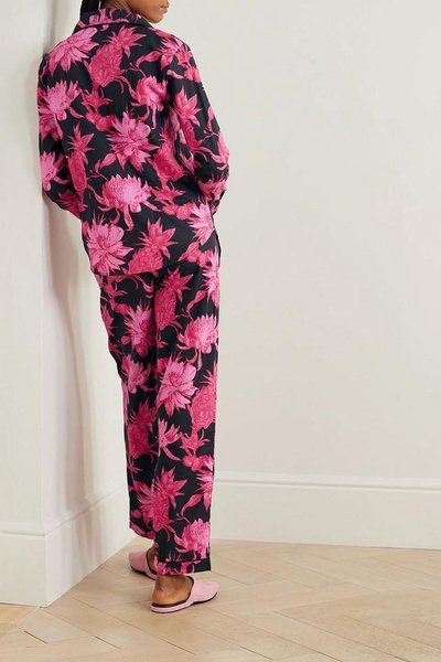 Floral-print cotton pajama set