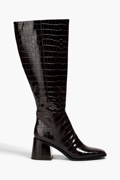 Wade faux croc-effect leather knee boots