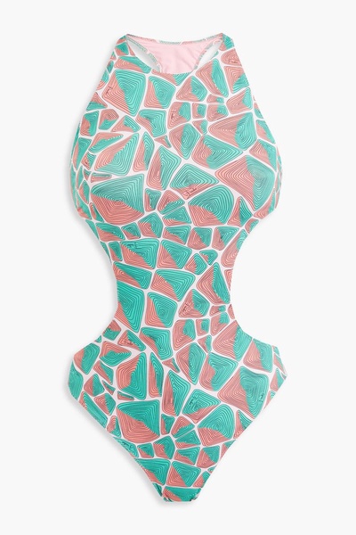 Cutout printed swimsuit