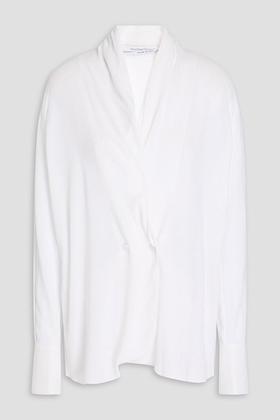 Draped stretch-crepe blouse