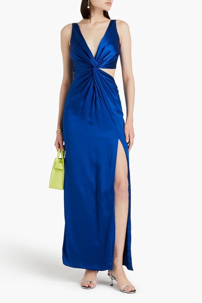 Silvina twist-front cutout silk-satin gown