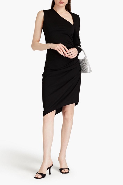 Skyler one-sleeve asymmetric crepe midi dress