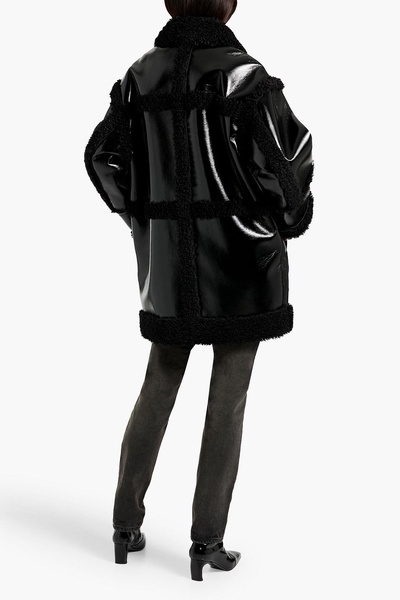 Elsie faux shearling-trimmed vinyl coat