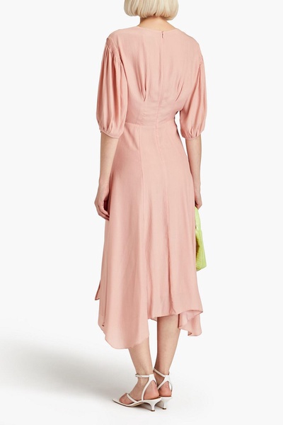 Riven pleated silk-crepon midi dress