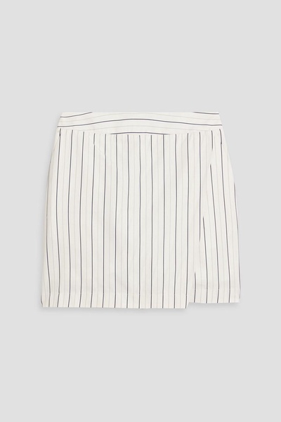 Skirt-effect striped cotton-poplin shorts