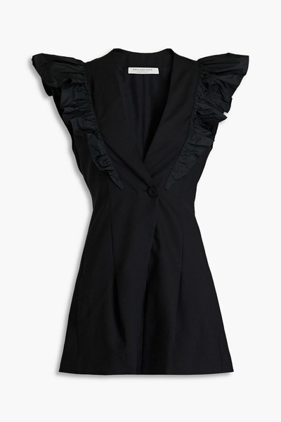 Ruffled wool-blend crepe playsuit