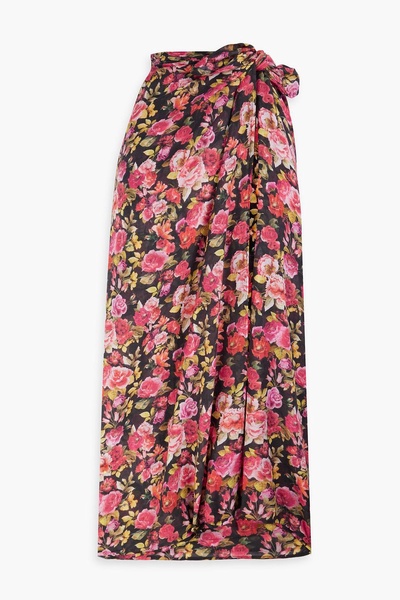 Floral-print cotton-voile pareo