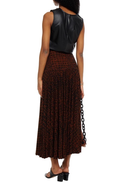 Pleated printed jersey maxi skirt