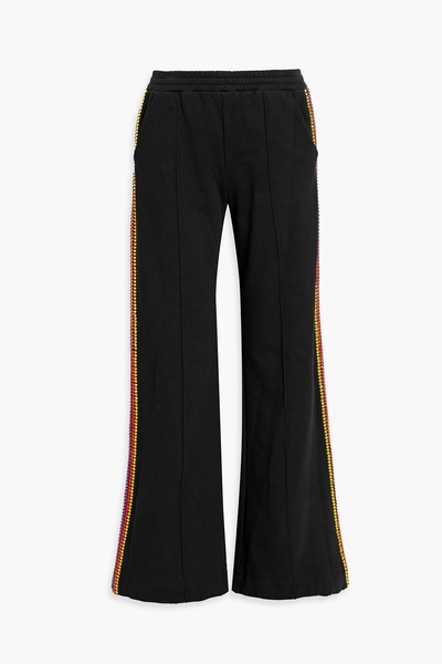 Crystal-embellished French cotton-terry track pants