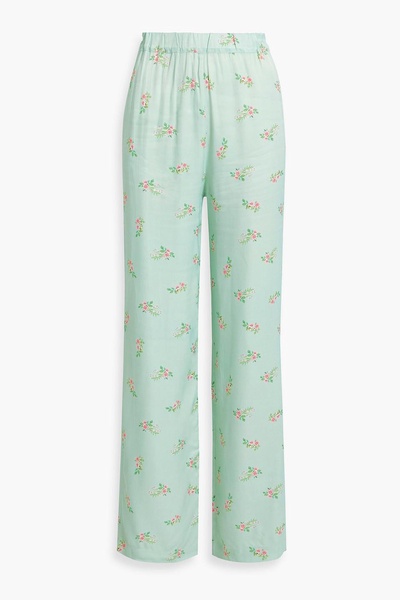 Floral-print satin pajama pants