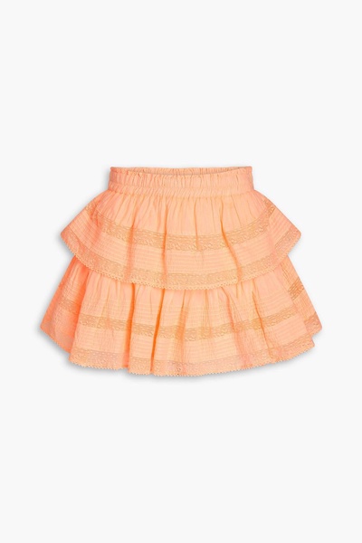 Ruffled tiered cotton mini skirt