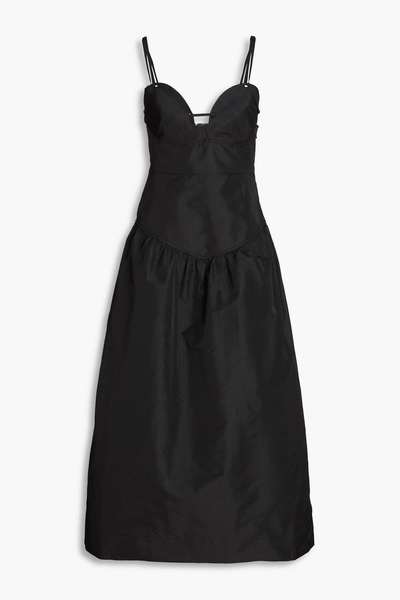 Gathered taffeta midi dress