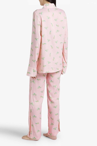 Blossom floral-print satin pajama pants