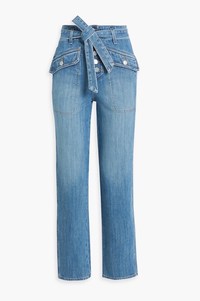 Rinley belted high-rise straight-leg jeans