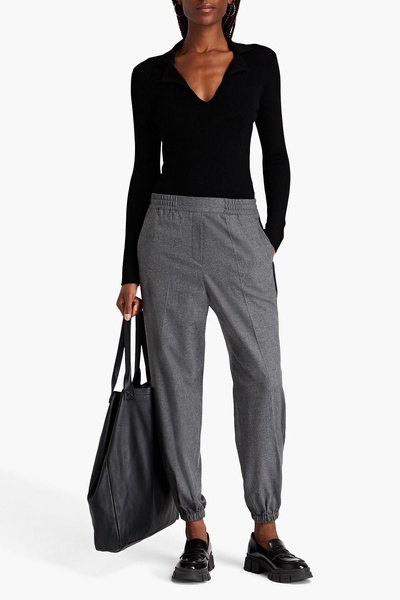 Mélange felt tapered pants