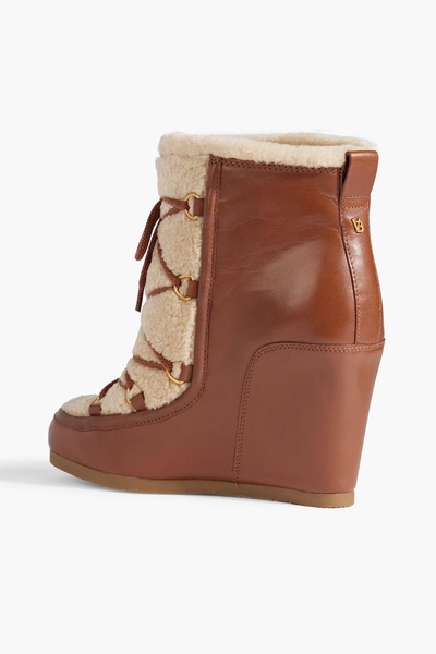 Elfred leather and shearling wedge boots