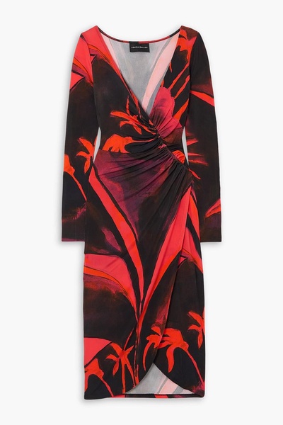 Summer Solstice wrap-effect printed stretch-jersey midi dress