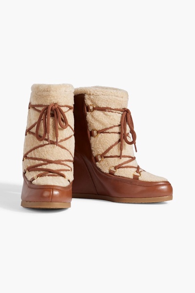 Elfred leather and shearling wedge boots