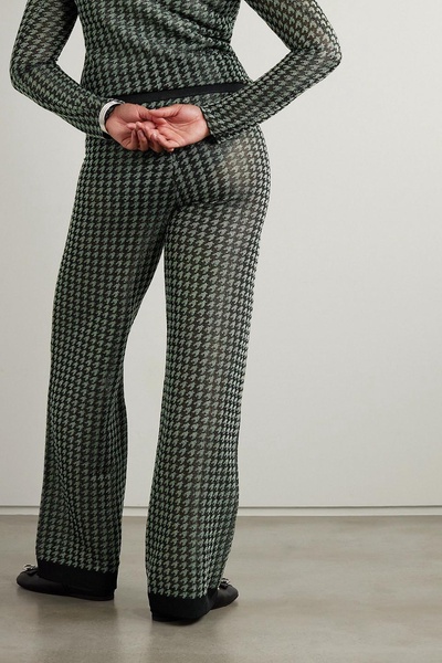 Metallic houndstooth jacquard-knit wide-leg pants