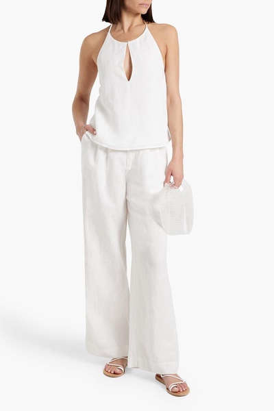 Linen and Lyocell-blend wide-leg pants