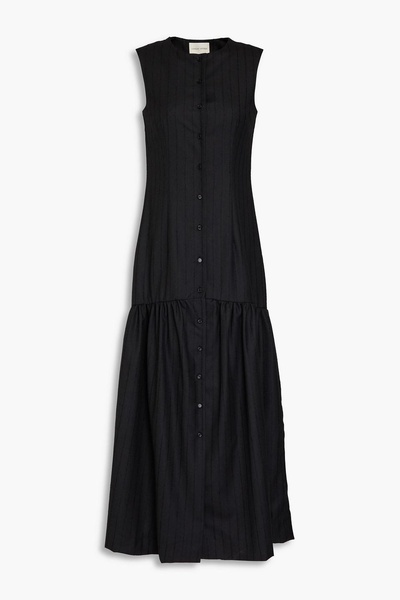 Striped wool-twill maxi dress