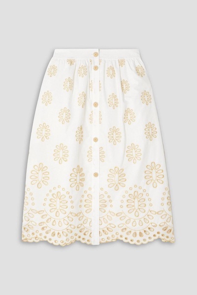 Bonnie broderie anglaise cotton-voile skirt