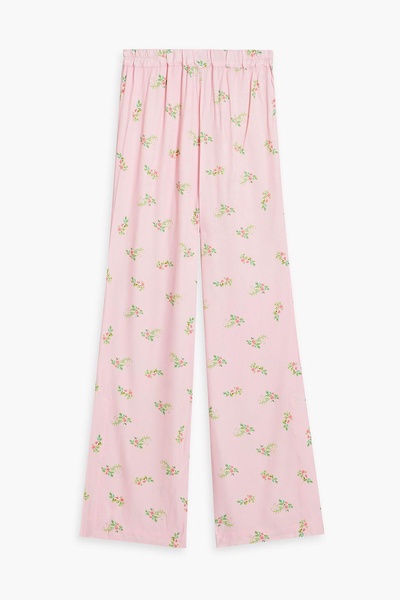 Blossom floral-print satin pajama pants