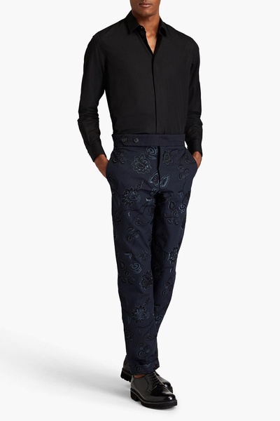 Samuel embroidered cotton-twill pants