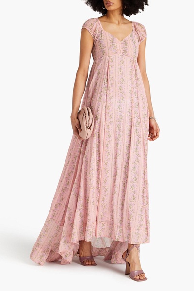 Gilvery ruched floral-print chiffon maxi dress