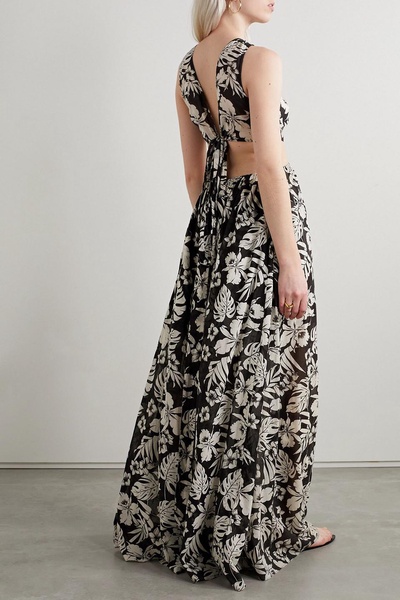 Idris cutout printed cotton-gauze maxi dress