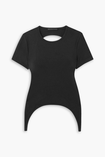 Cutout stretch cotton and modal-blend T-shirt