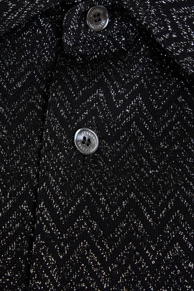 Metallic crochet-knit wool-blend shirt