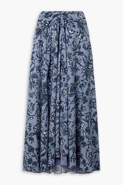 Pythia twist-front floral-print cotton-blend poplin maxi skirt