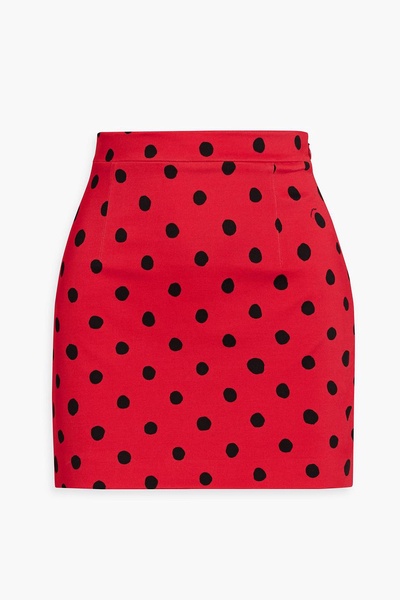 Polka-dot crepe mini skirt