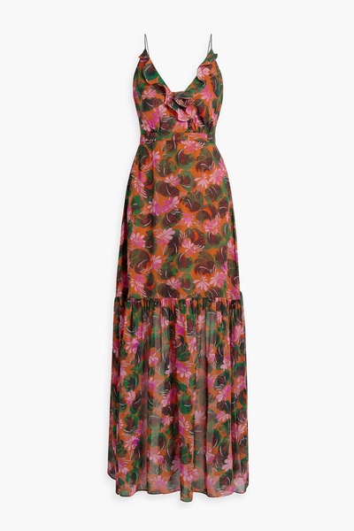 Ani ruffled printed silk-chiffon maxi dress