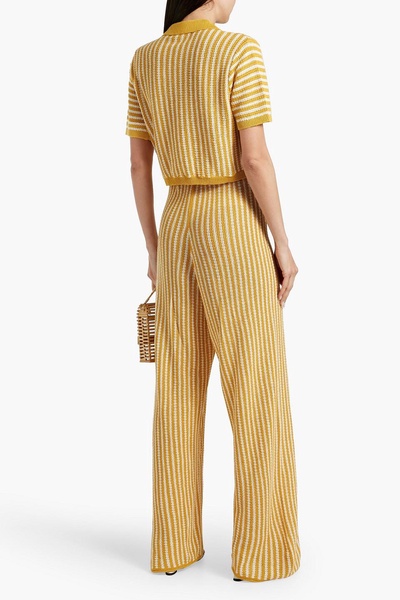 Striped linen wide-leg pants