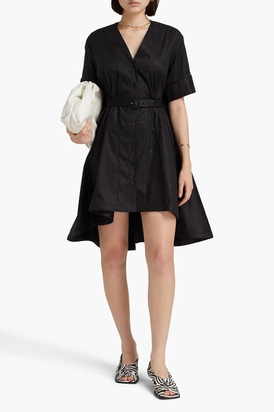 Belted stretch-cotton poplin mini dress