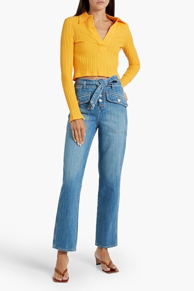 Rinley belted high-rise straight-leg jeans