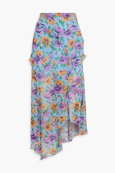 Eleonora ruffled floral-print silk-chiffon midi skirt