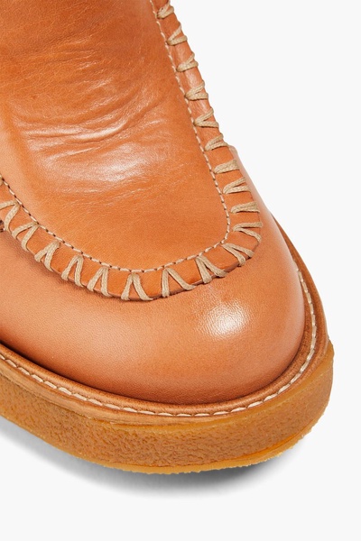 Whipstitched leather ankle boots