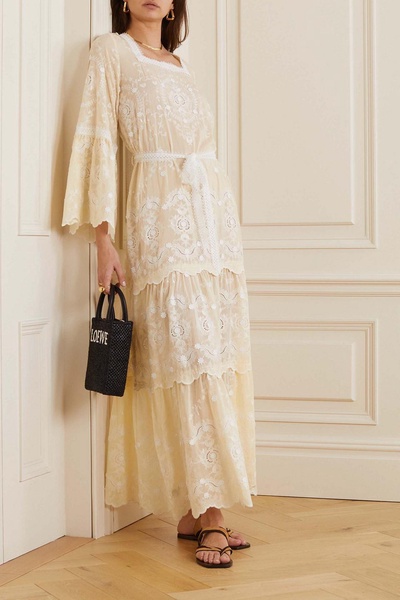 Charlize appliquéd embroidered broderie anglaise cotton-blend maxi dress