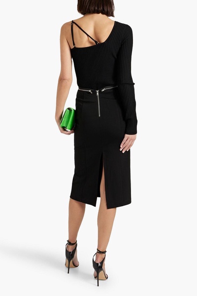 Cutout zip-detailed jersey skirt