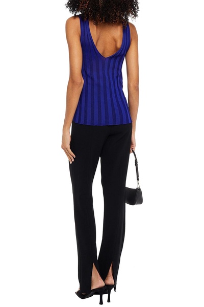 Twist-front ribbed-knit top