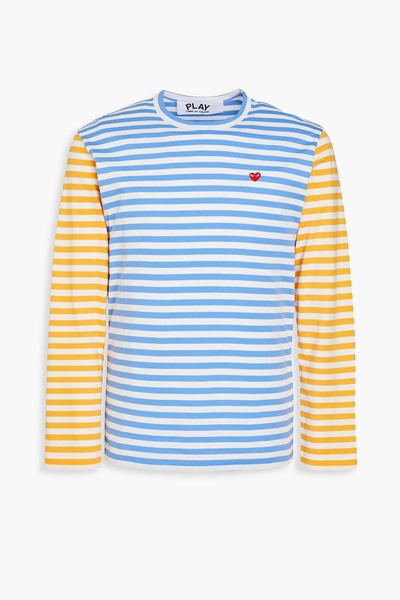 Appliquéd striped cotton-jersey T-shirt